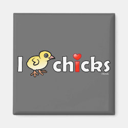 I Heart Real Chicks Square Magnet