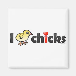 I Heart Real Chicks Square Magnet
