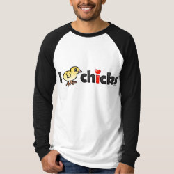 I Heart Real Chicks Men's Canvas Long Sleeve Raglan T-Shirt