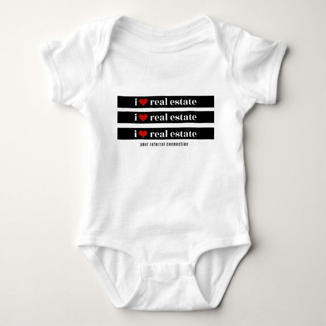 "I Heart Real Estate" Baby Onsie Baby Bodysuit (Front)