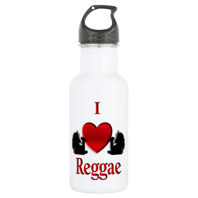 I Heart Reggae Music Water Bottle (Front)