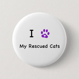 I Heart Rescued Cats Pinback Button