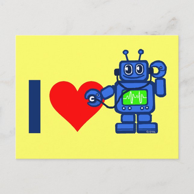 I heart robot postcard (Front)