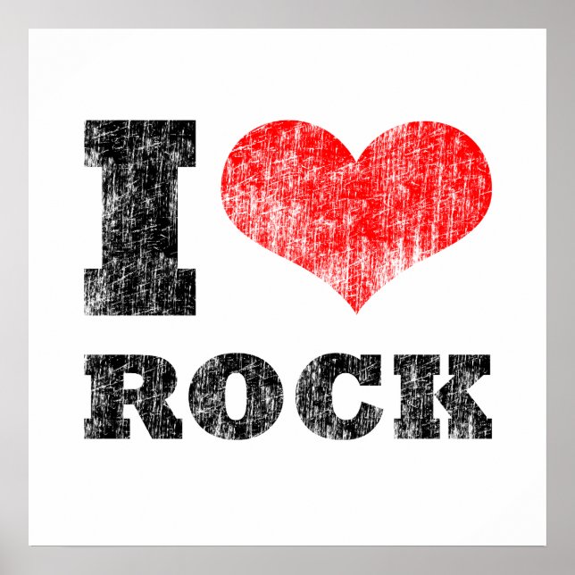 I Heart Rock Distressed Poster (Front)