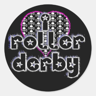 I heart roller derby classic round sticker