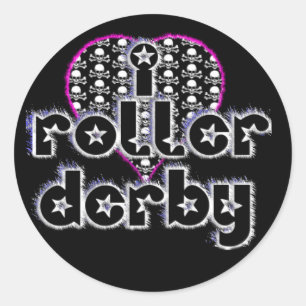 I heart roller derby classic round sticker