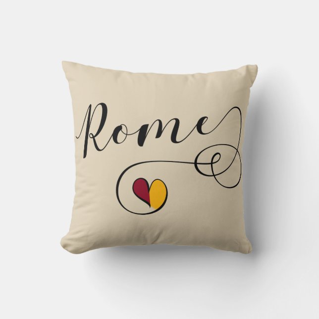I Heart Rome, Roma, Italy, Italian Throw Pillow (Front)