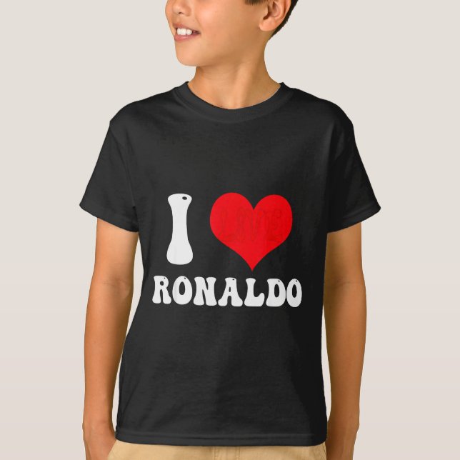 I Heart Ronaldos First Name Groovy D Valentines  T-Shirt (Front)