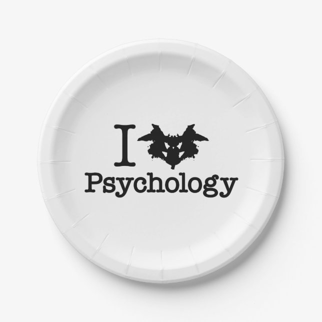 I Heart (Rorschach Inkblot) Psychology Paper Plates (Front)