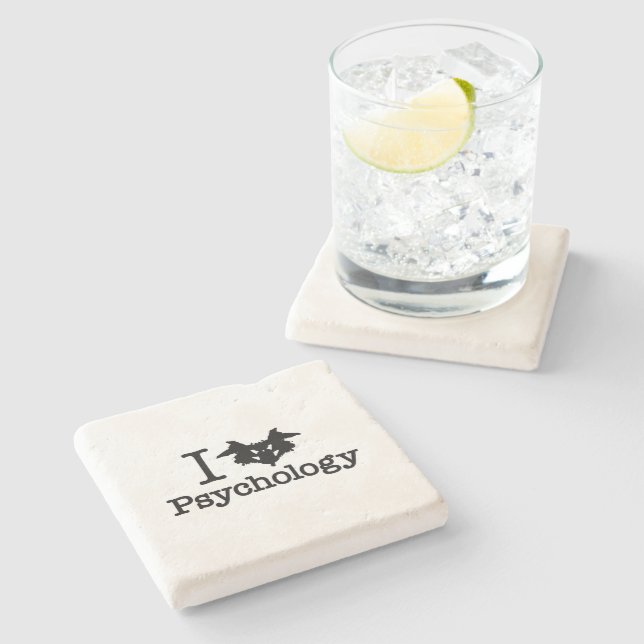 I Heart (Rorschach Inkblot) Psychology Stone Coaster (Side)