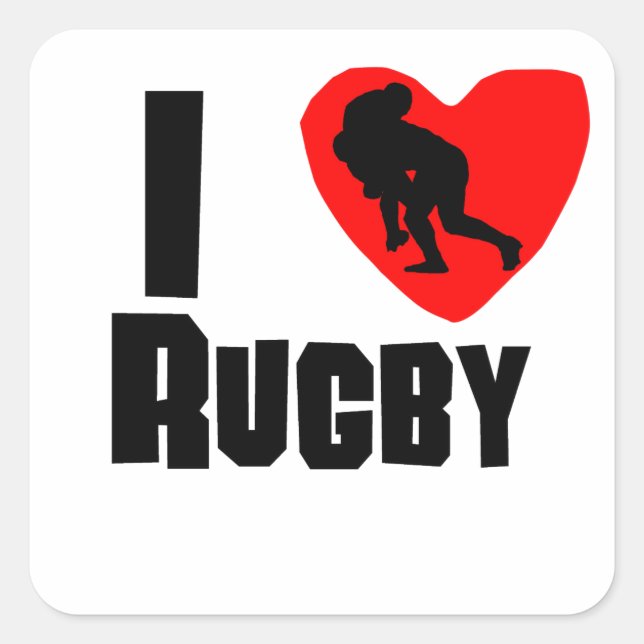 I Heart Rugby Square Sticker (Front)