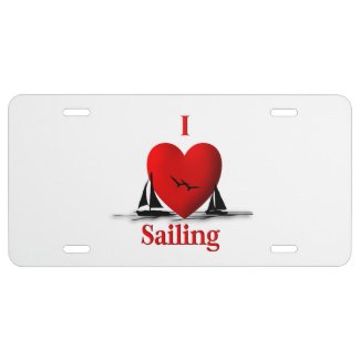 I Heart Sailing License Plate