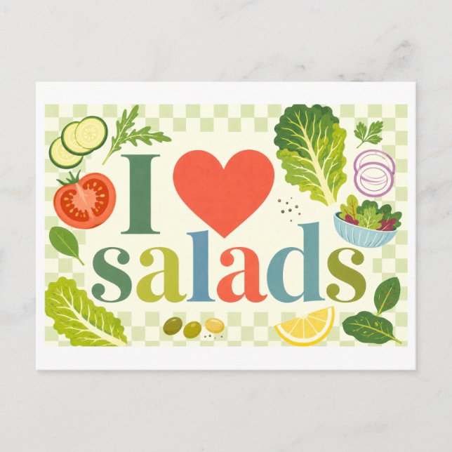 "I [Heart] Salads" Postcard (Front)