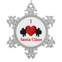 I Heart Santa Claus Pewter Snowflake Ornament