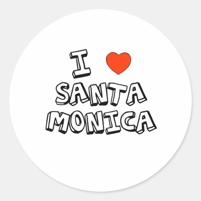 I Heart Santa Monica Classic Round Sticker (Front)