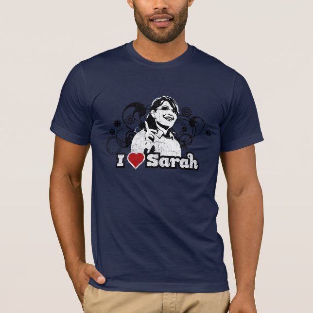 I heart Sarah Swirls b/w red T-Shirt (Front)