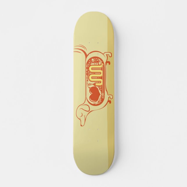 I heart sausage dogs skateboard (Front)