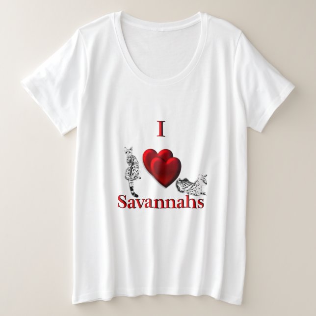 I Heart Savannah Cat Plus Size T-Shirt (Design Front)