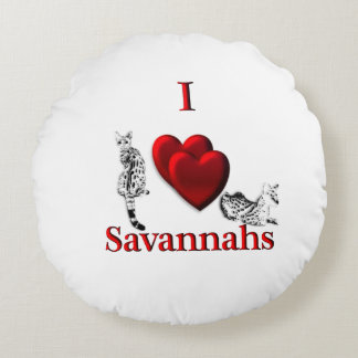 I Heart Savannah Cat Round Pillow