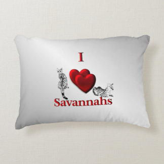 I Heart Savannah Cat Silver Accent Pillow