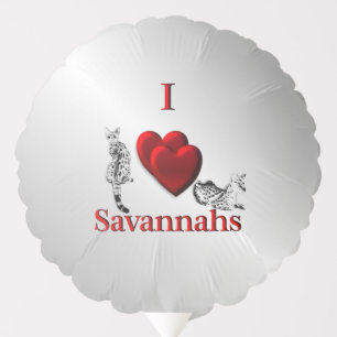 I Heart Savannah Cat Silver Balloon