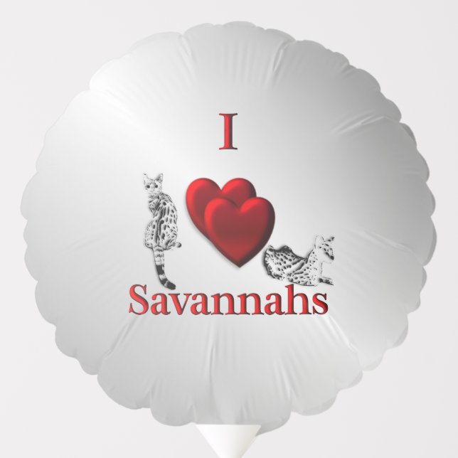 I Heart Savannah Cat Silver Balloon (Front)