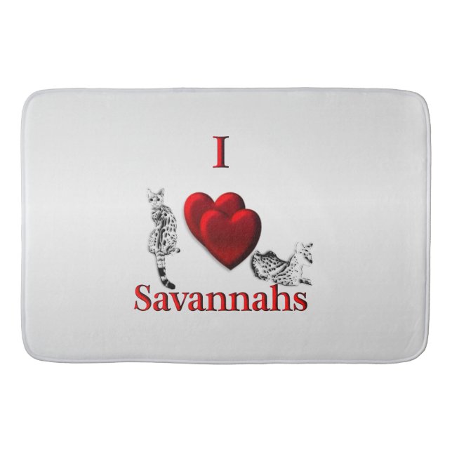 I Heart Savannah Cat Silver Bath Mat (Front)