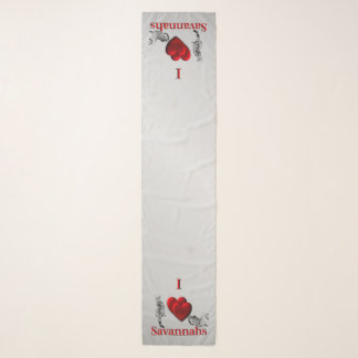 I Heart Savannah Cat Silver Chiffon Scarf