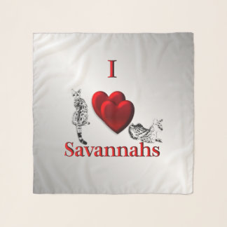 I Heart Savannah Cat Silver Chiffon Scarf