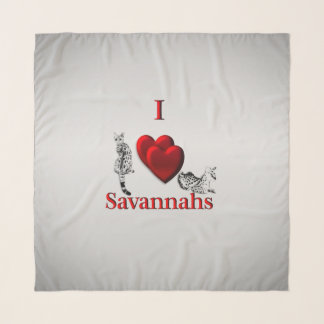 I Heart Savannah Cat Silver Chiffon Scarf