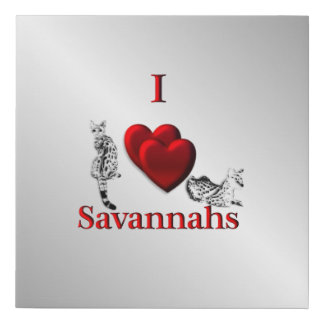 I Heart Savannah Cat Silver Faux Canvas Print