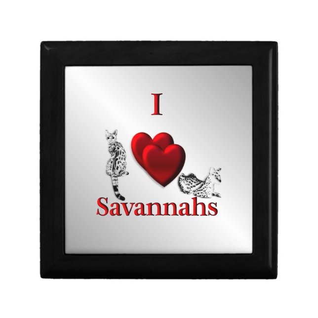 I Heart Savannah Cat Silver Gift Box (Front)