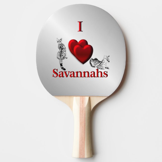 I Heart Savannah Cat Silver Ping Pong Paddle (Front)