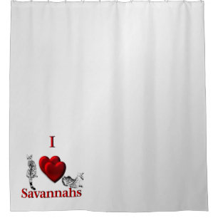 I Heart Savannah Cat Silver Shower Curtain
