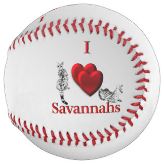 I Heart Savannah Cat Silver Softball