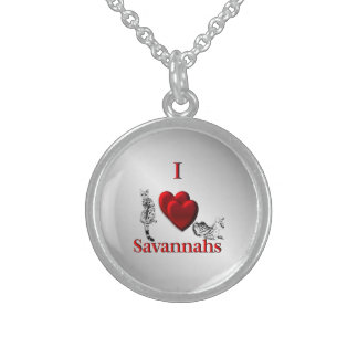 I Heart Savannah Cat Silver Sterling Silver Necklace
