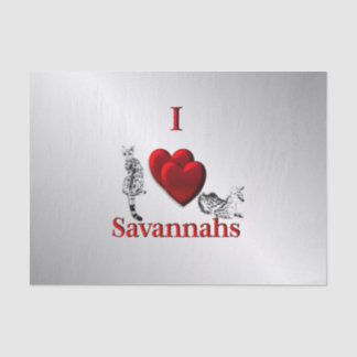 I Heart Savannah Cat Silver Tissue Paper
