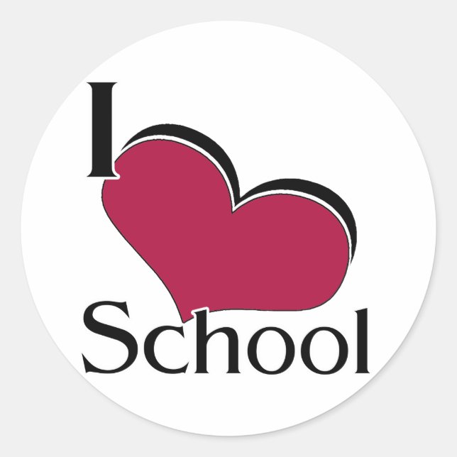 I "heart" School Classic Round Sticker (Front)