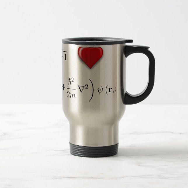 I heart Schrodinger equation Travel Mug (Right)