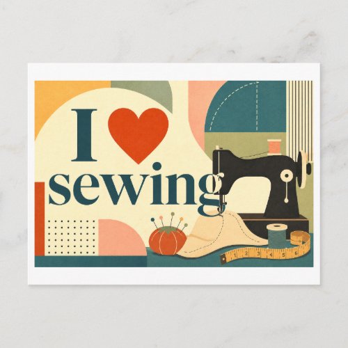 "I [Heart] Sewing" Postcard