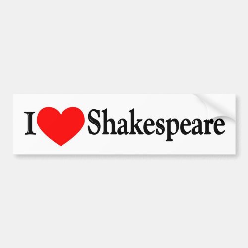 I Heart Shakespeare Bumper Sticker
