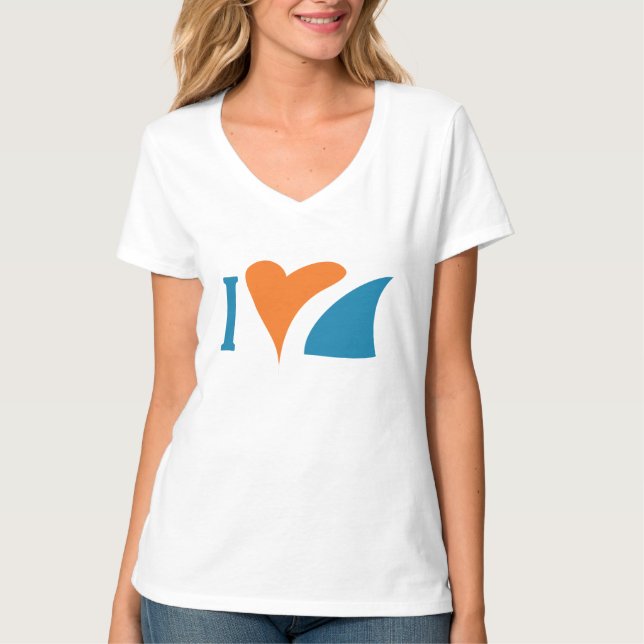 I Heart Sharks V-Neck T-Shirt (Front)