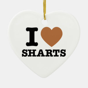 I Heart Sharts Ceramic Ornament