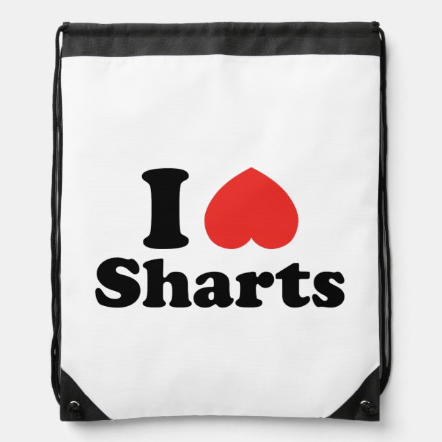 I Heart Sharts Drawstring Bag (Front)