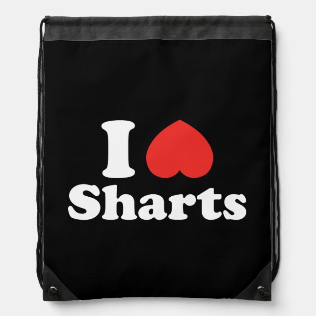 I Heart Sharts Drawstring Bag (Front)