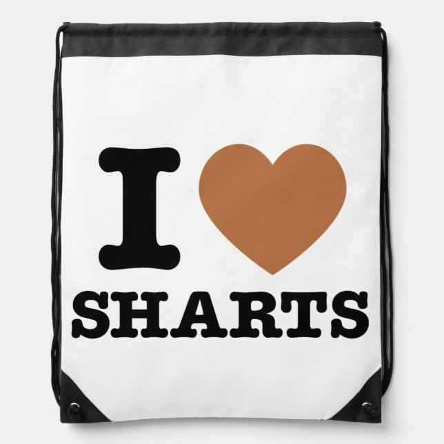 I Heart Sharts Funny Graphic Drawstring Bag (Front)