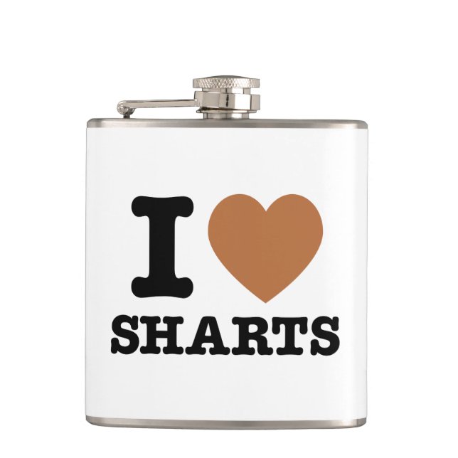 I Heart Sharts Funny Graphic Flask (Front)