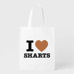 I Heart Sharts Funny Graphic Reusable Grocery Bag