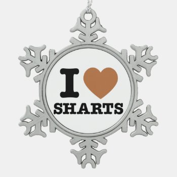 I Heart Sharts Funny Graphic Snowflake Pewter Christmas Ornament by BastardCard at Zazzle