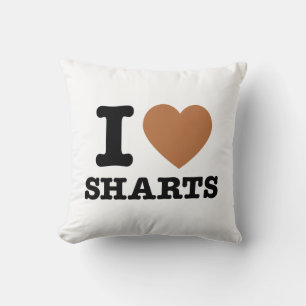 I Heart Sharts Funny Graphic Throw Pillow